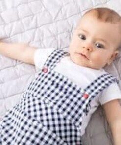 Checked Seersucker Boys Dungaree & T-Shirt ( 6- 12M)
