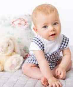 Checked Seersucker Boys Dungaree & T-Shirt ( 6- 12M)